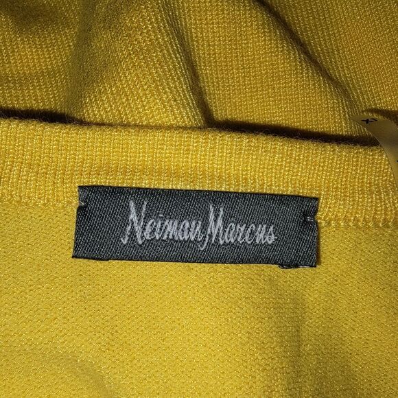 Neiman Marcus lace insert yellow button-up cardigan sweater Size XL - Picture 6 of 7